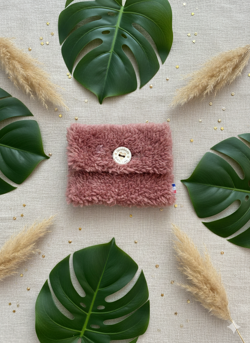 Porte cartes teddy rouille
