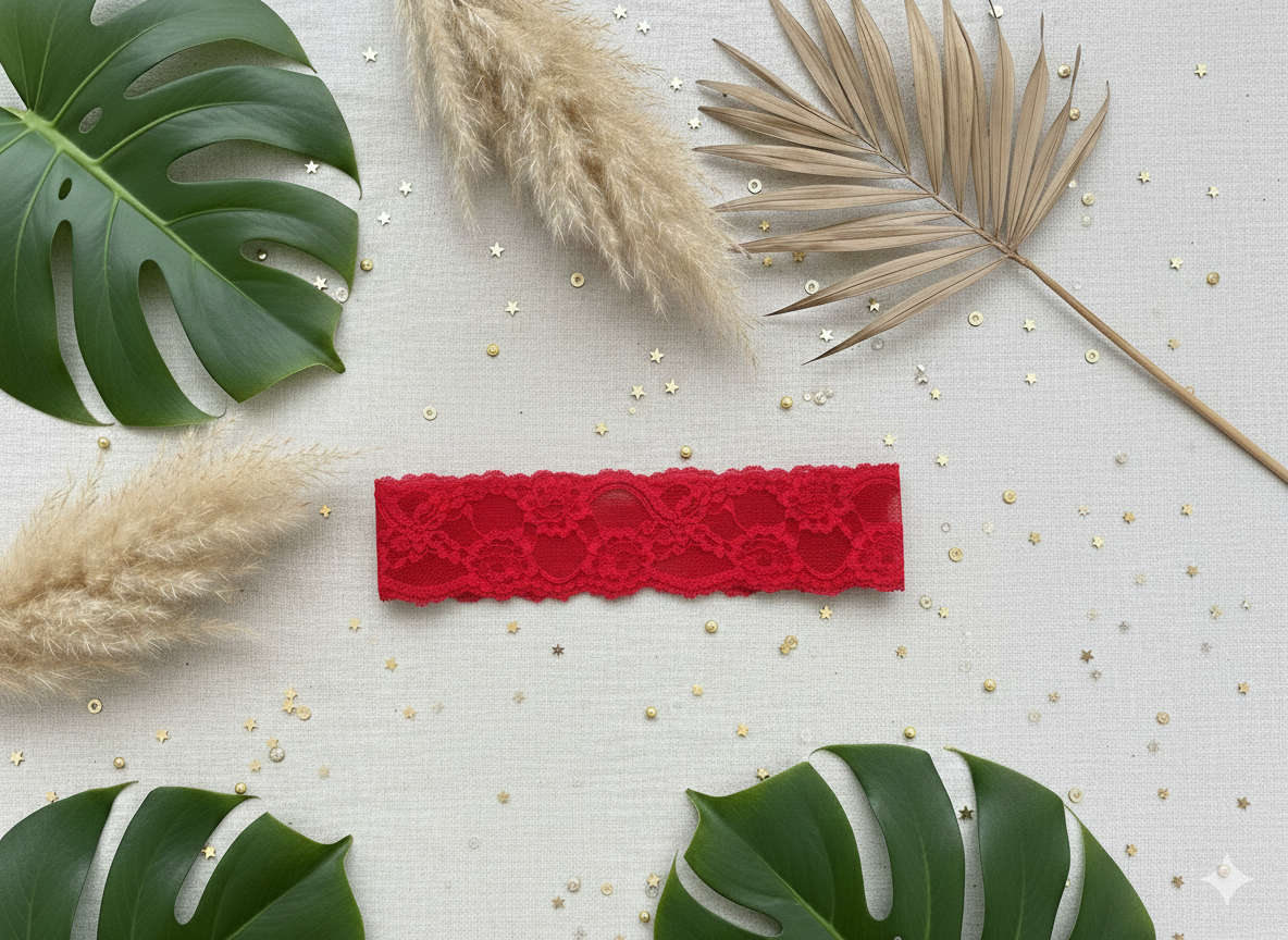 Bandeau dentelle rouge