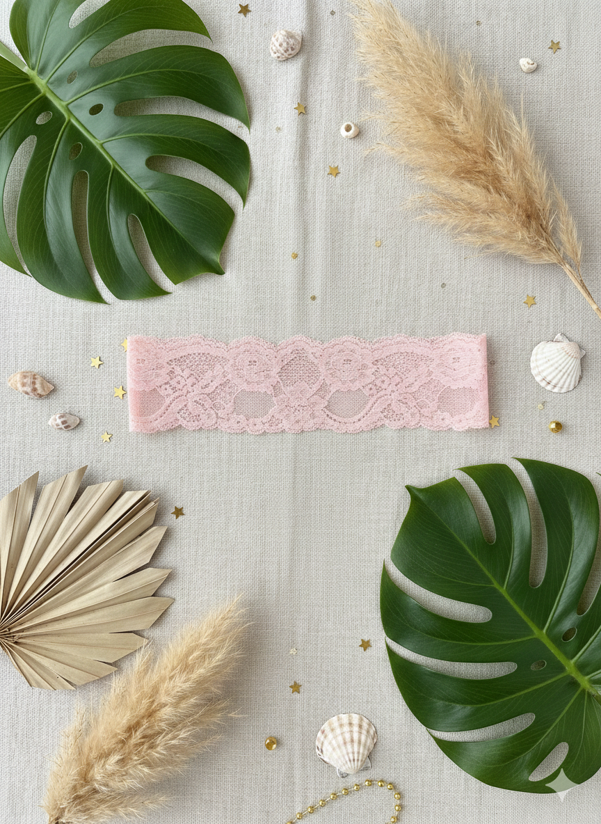 Bandeau dentelle rose pâle