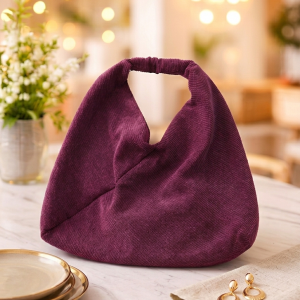 Sac hobo bohème Déborah en velours côtelé bordeaux