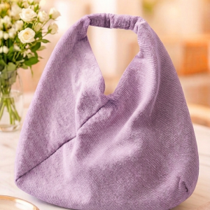 Sac hobo bohème Mia en velours côtelé parme